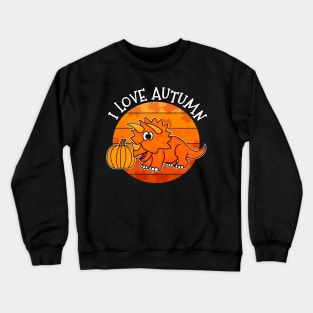 Autumn Triceratops Dinosaur Pumpkin Fall Thanksgiving Crewneck Sweatshirt